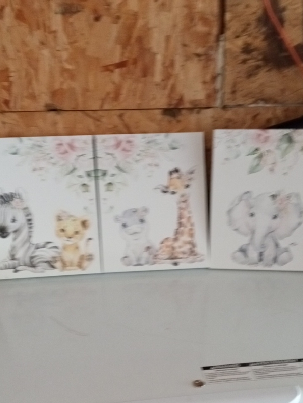 Source Unknown Nursery Safari Canvas Set - Pink and Gray Accents